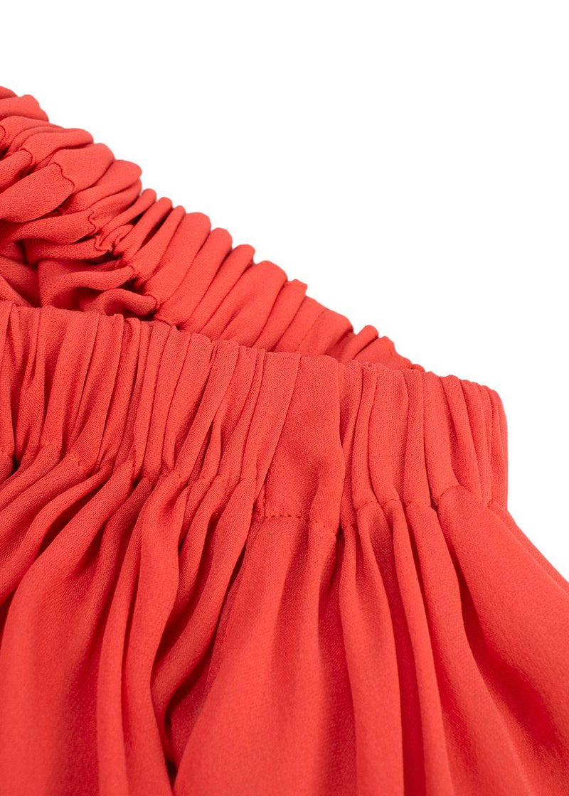 Emilio Pucci Printed-trim Off-shoulder Coral Blouse