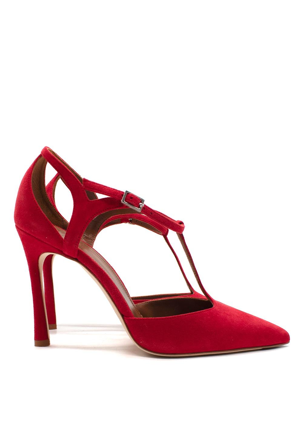 Ghazal Red Suede Jackie 100 Heels