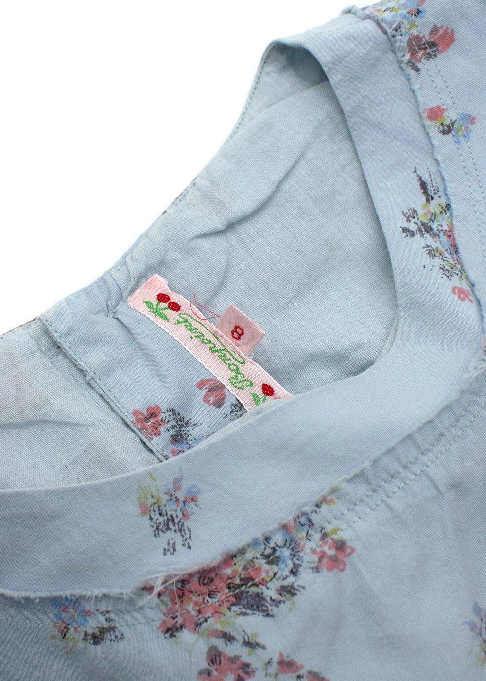 Bonpoint Kids Blue Floral Print Dress 8yrs