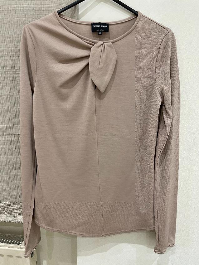 Giorgio Armani Wool & Silk Bow Detail Top