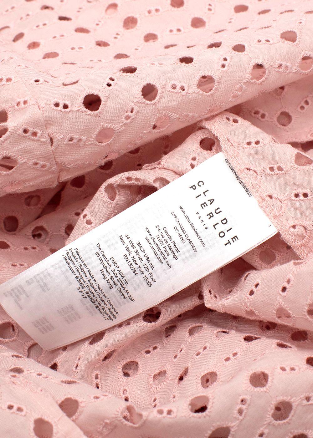 Claudie Pierlot Pink Broidere Anglaise Button Through Shirt