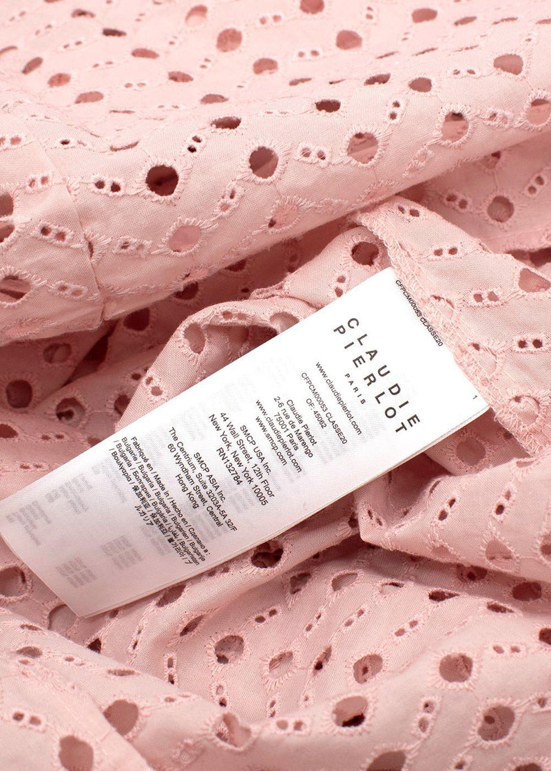 Claudie Pierlot Pink Broidere Anglaise Button Through Shirt