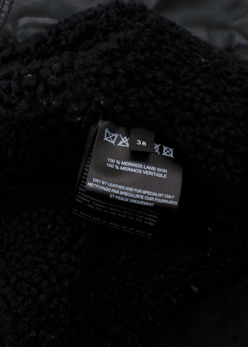 Joseph Black Shearling Hooded Biker Jacket
