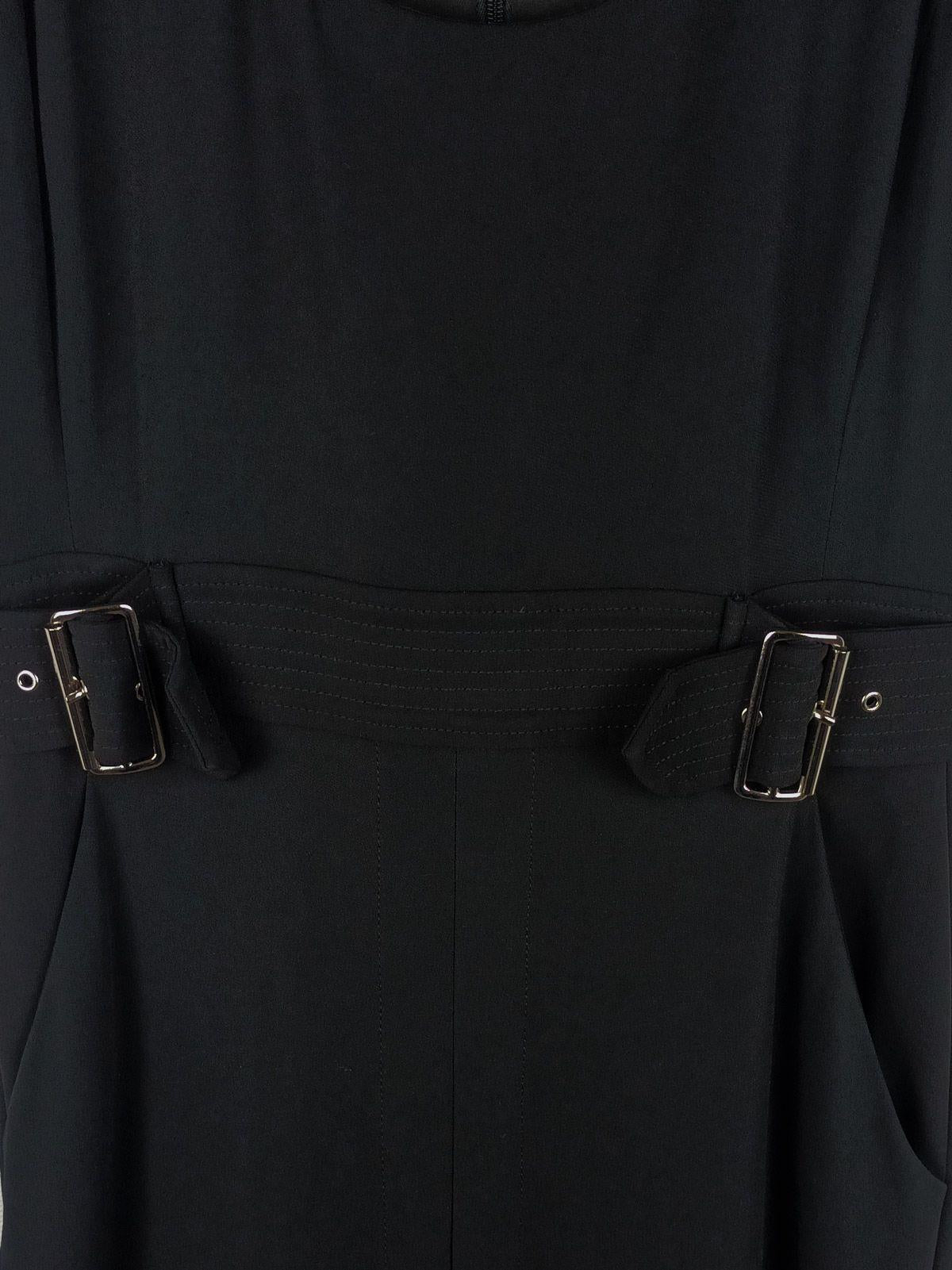Black crepe buckled dress