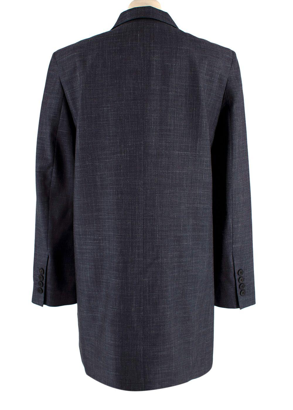 The Row Navy Wool and Silk Blend Longline Blazer