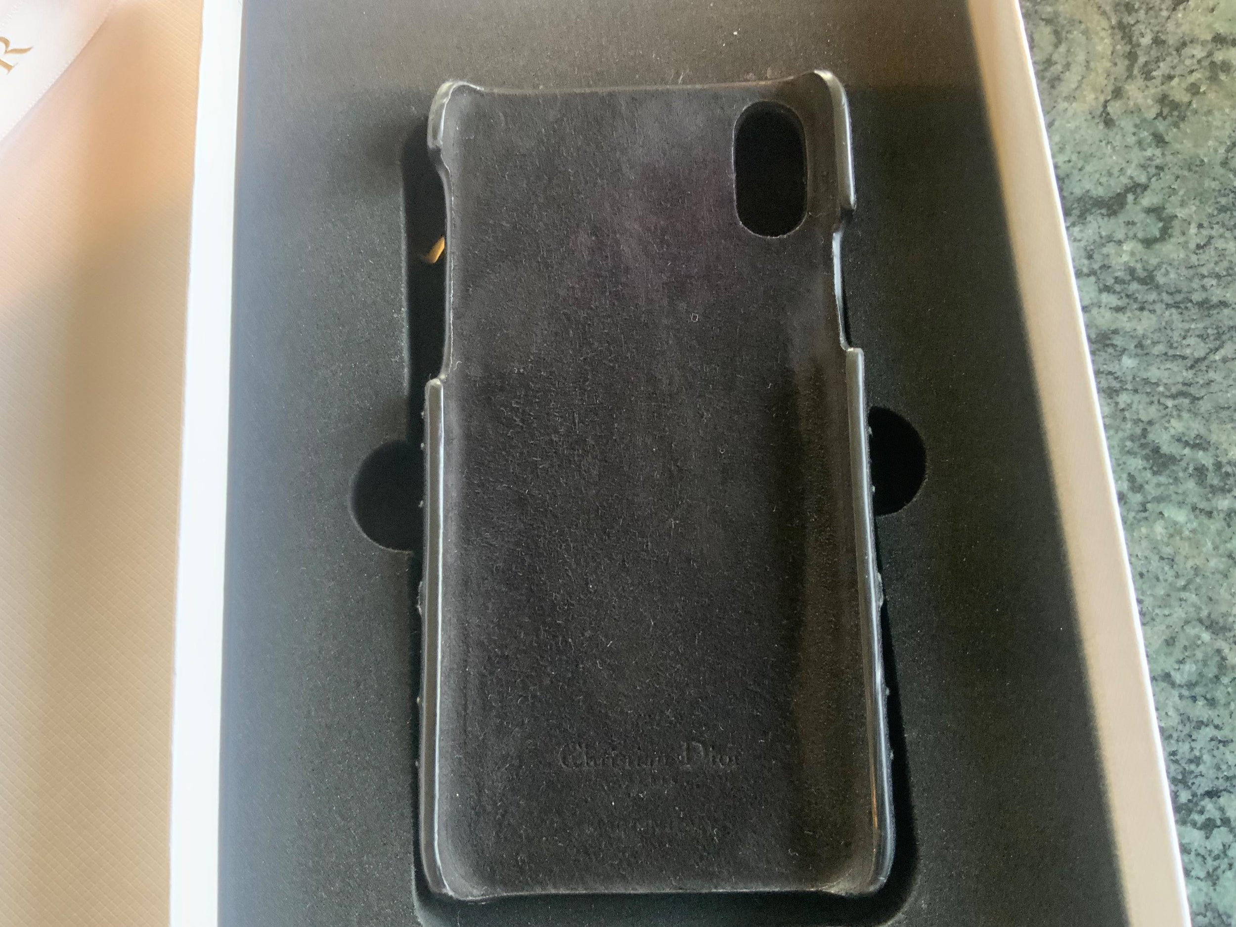 Lady Dior iPhone XS Black Leather Cover