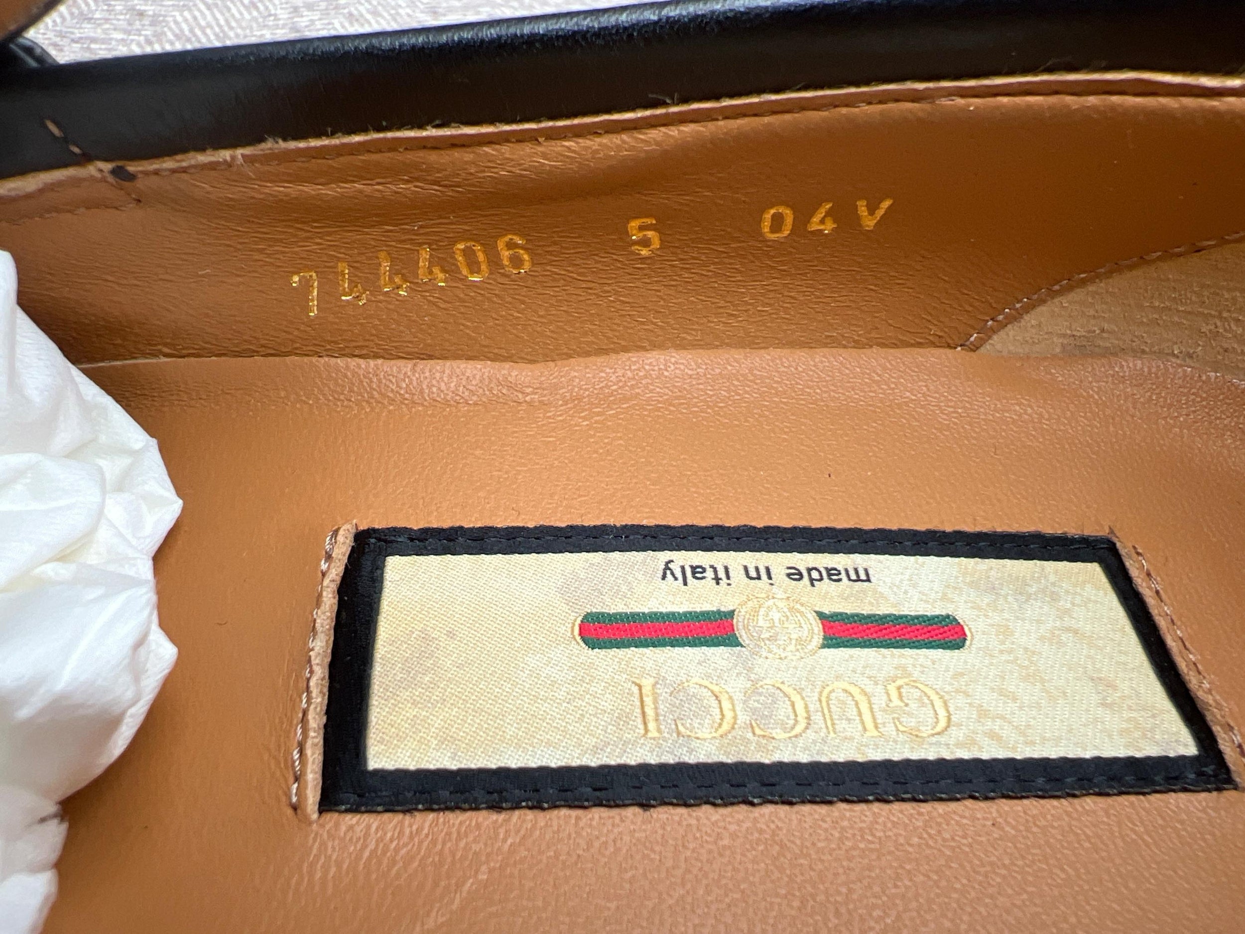 Gucci Black Leather Web Interlocking Loafers