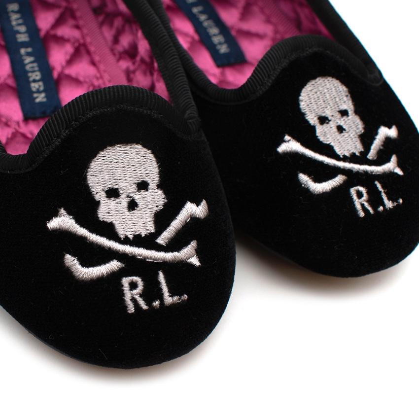 Ralph Lauren Black Velvet Skull Loafers