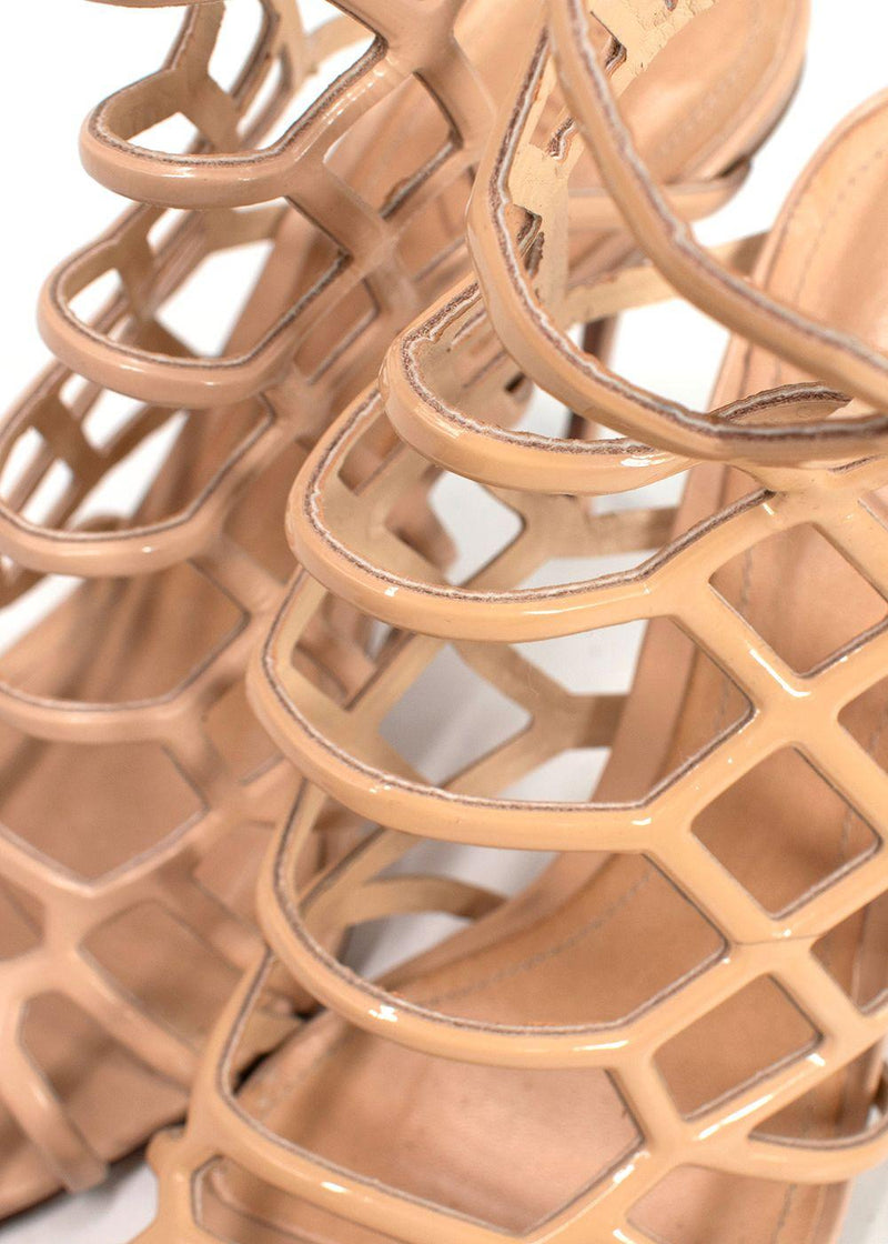 Schutz Beige Caged Cut Out Stiletto Heels