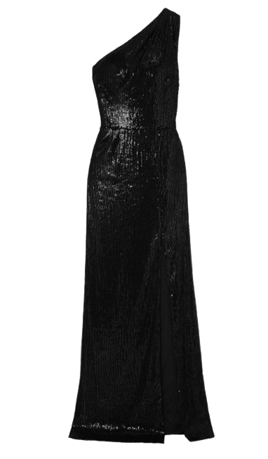 Haney Black Sequin One Shoulder Gown