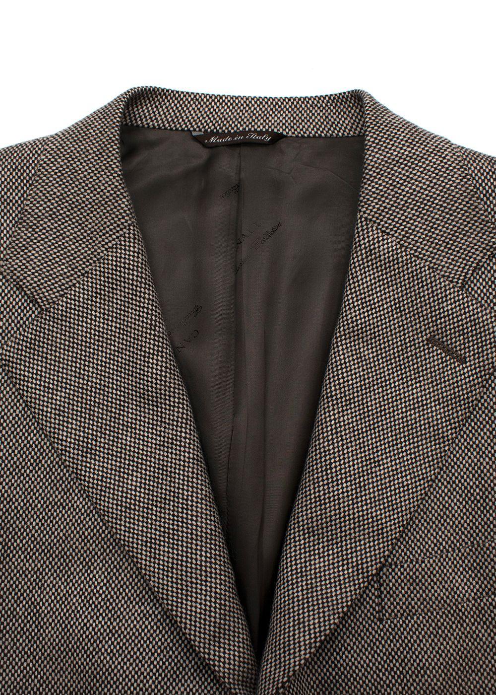 beige & black basketweave cashmere blazer