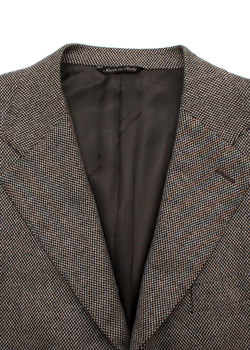 beige & black basketweave cashmere blazer