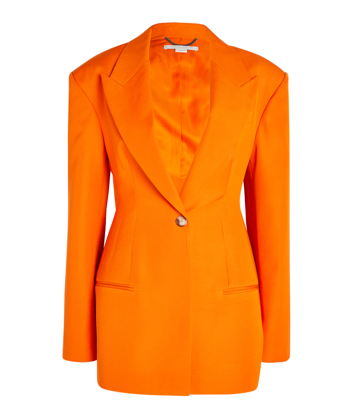 Peak Lapel Padded Shoulder Woven Blazer