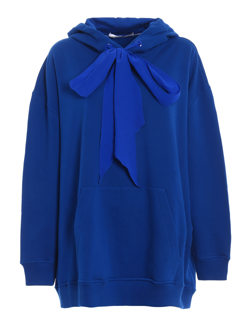 Givenchy Royal Blue Silk Tie Oversized Hoodie