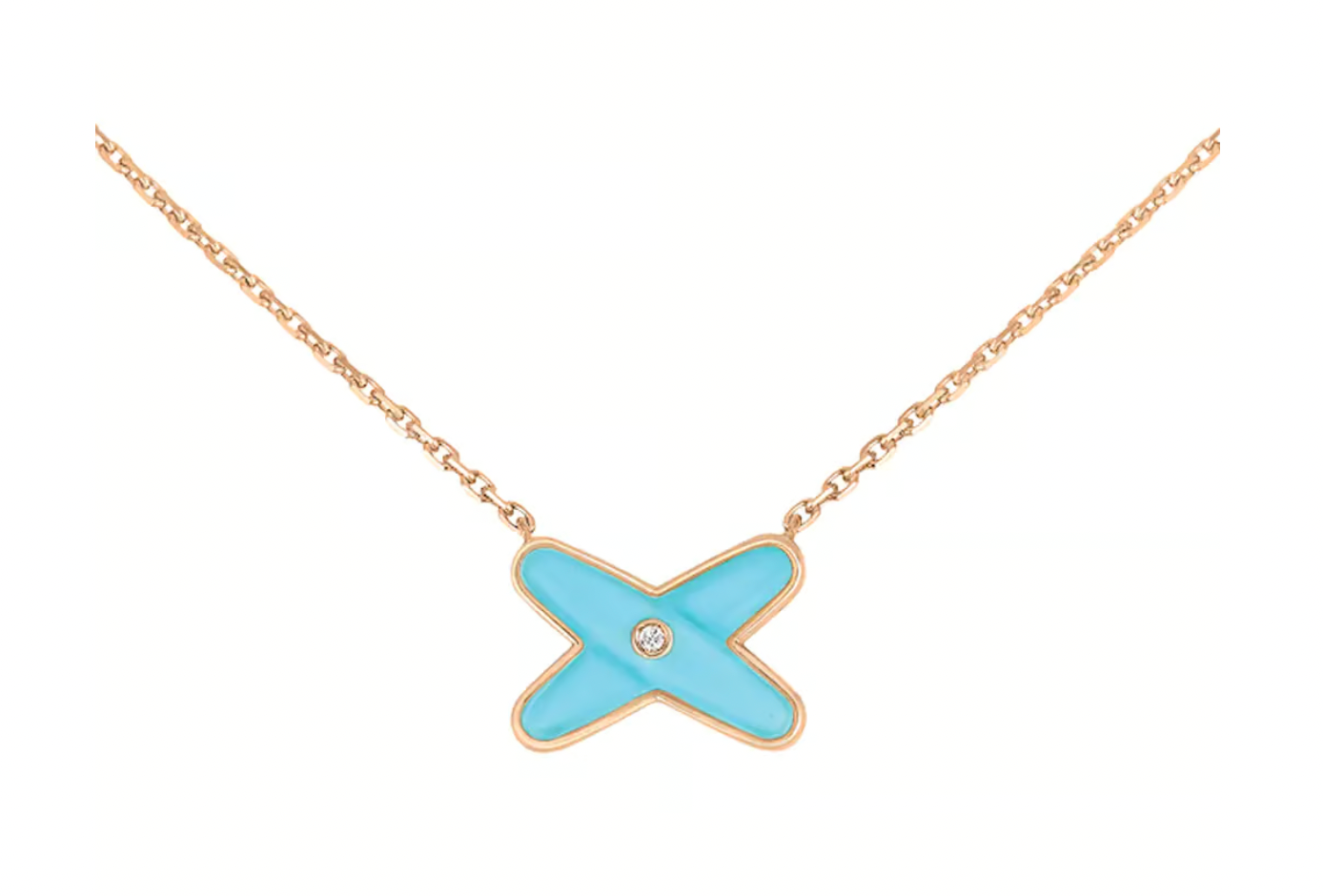 Rose Gold Blue Jeux de liens Pendant Necklace