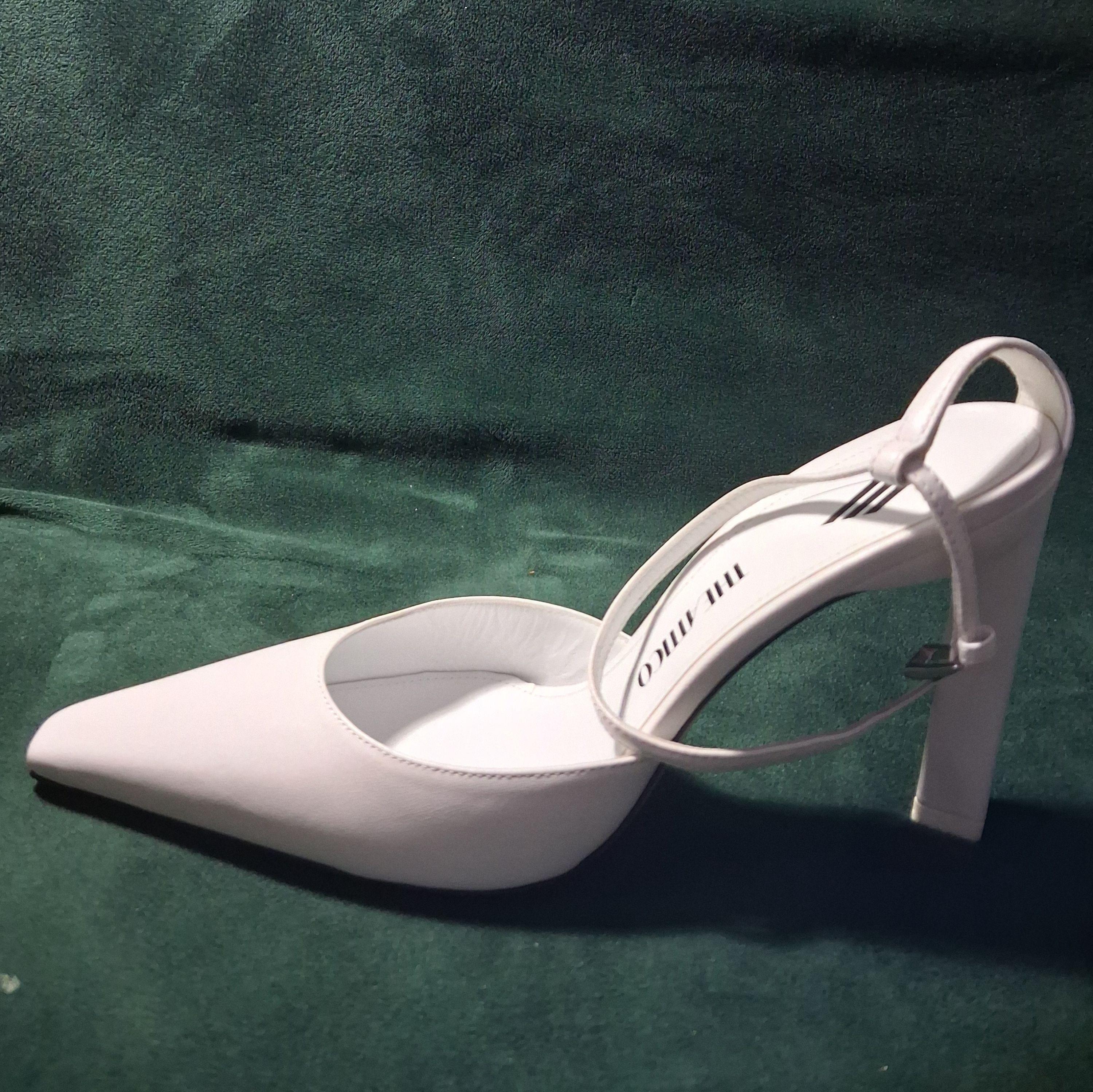 The Attico White Leather Amber Sandals