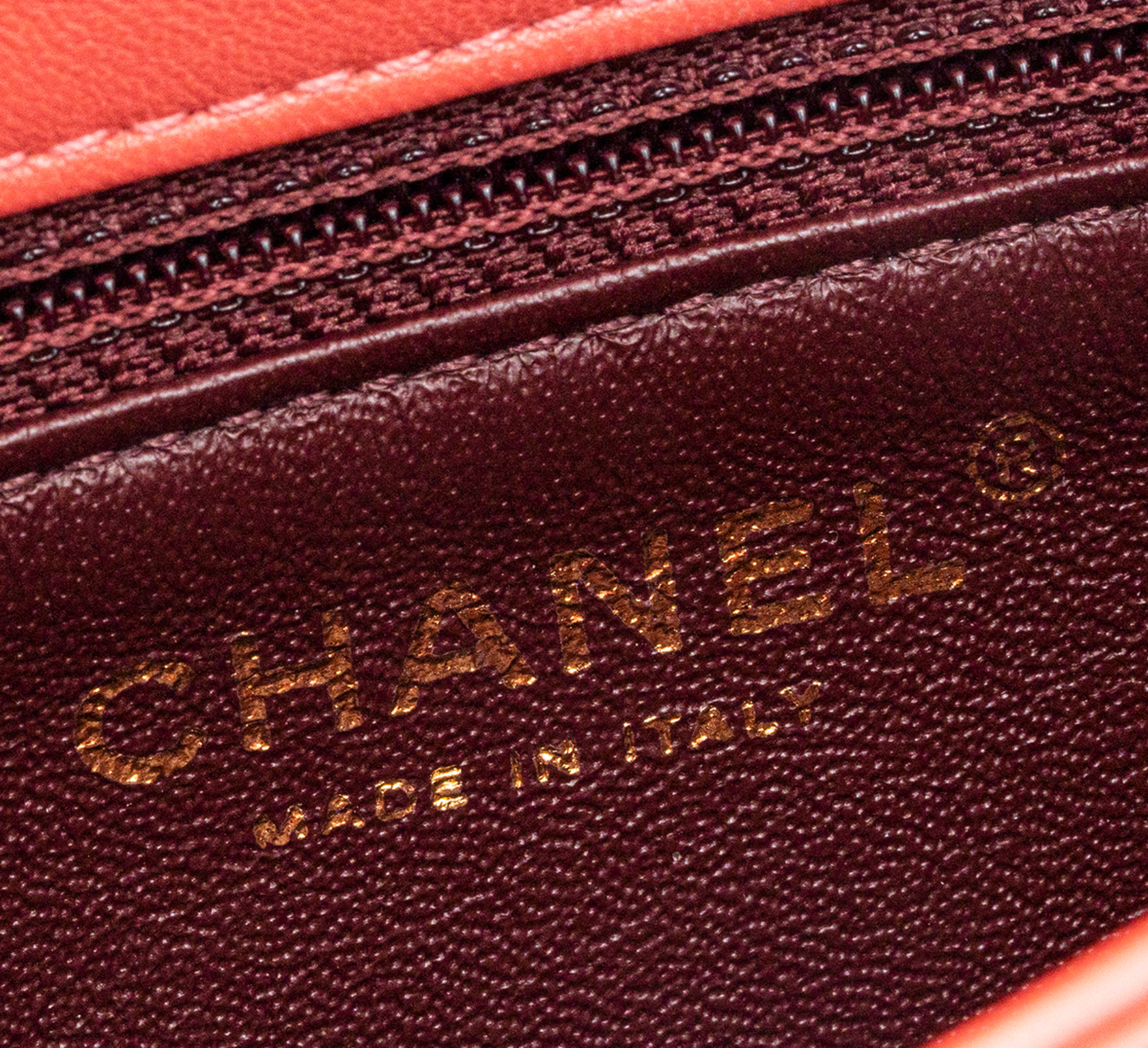 coral-pink lambskin leather small Trendy CC bag