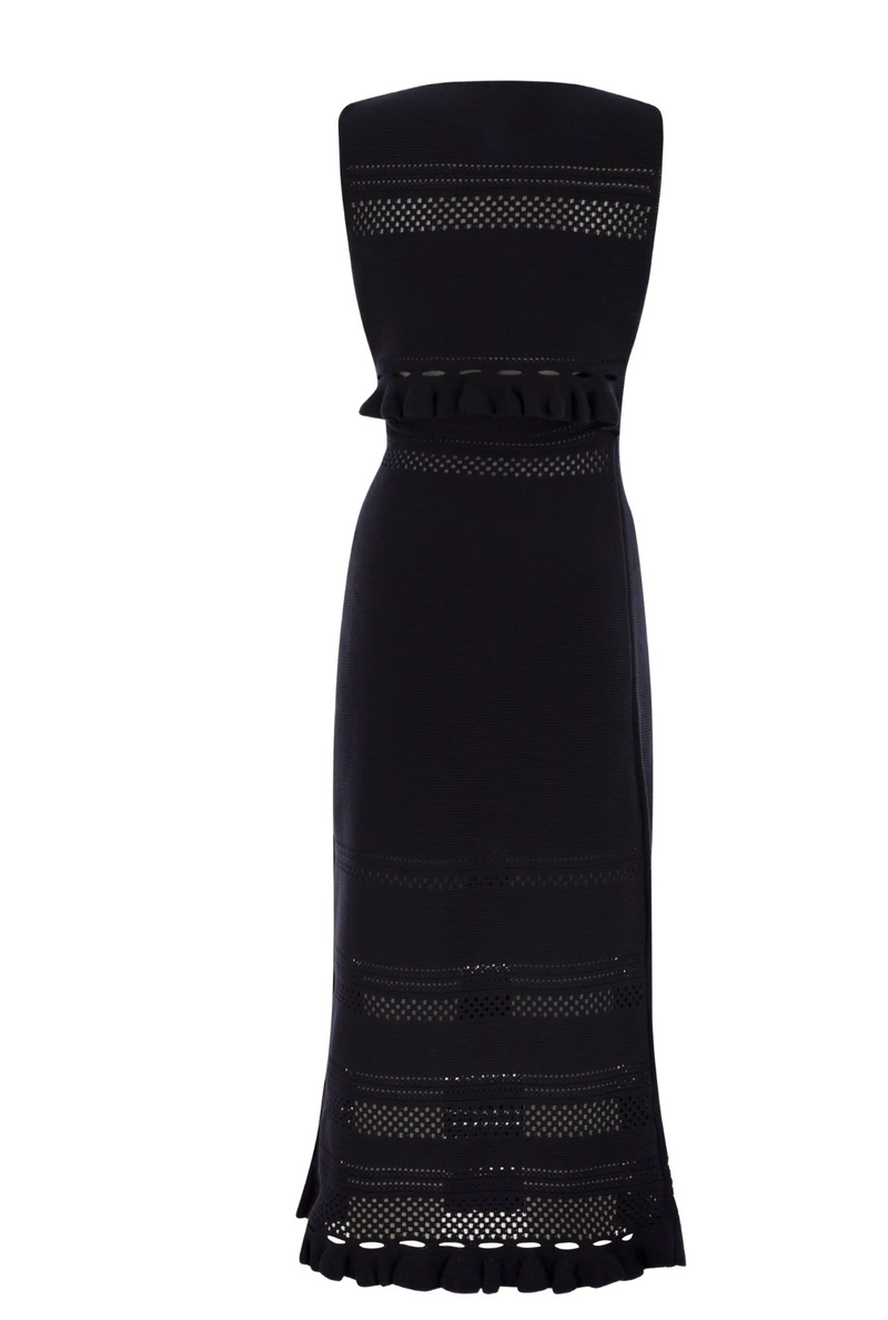 Fabiana Filippi Navy Cotton Sleeveless Midi Dress