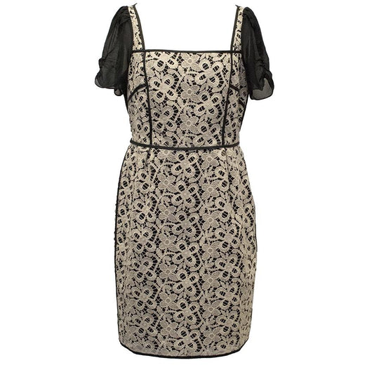 Hoss Intropia Black & Beige Short-Sleeve Lace Dress