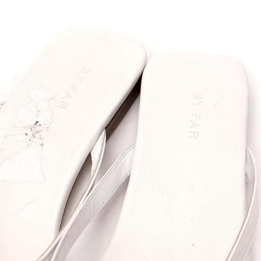 By Far Deni White Leather Flat Sandals