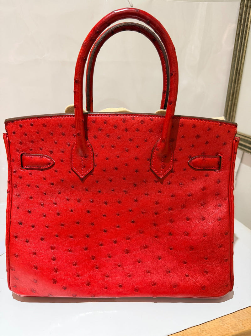 Hermes  Red Ostrich Birkin 30