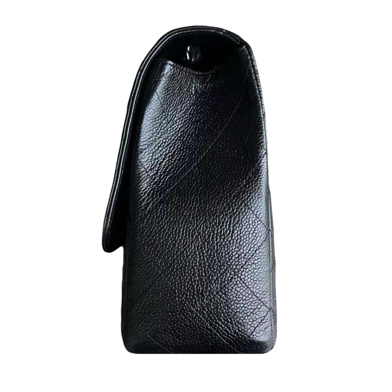 Classic Black Quilted Caviar Jumbo  Single Flap