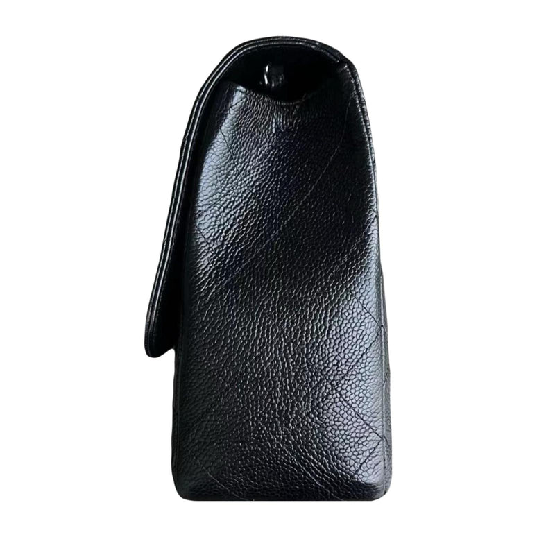 Classic Black Quilted Caviar Jumbo  Single Flap