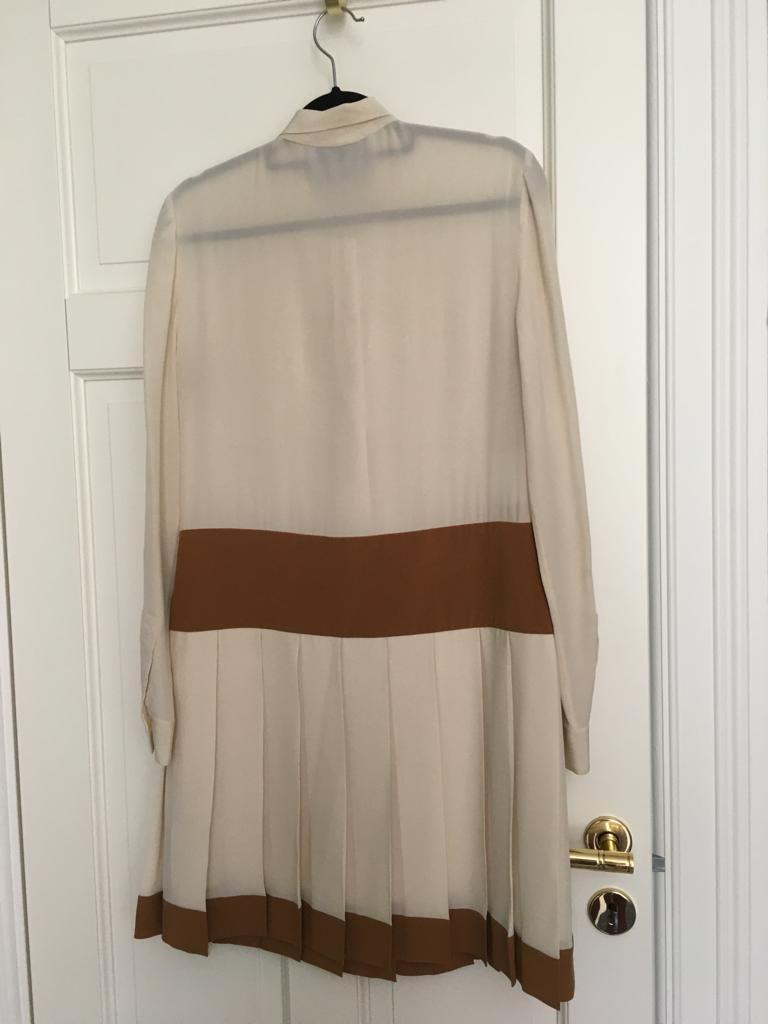 Bicolour silk crepe drop waist dress