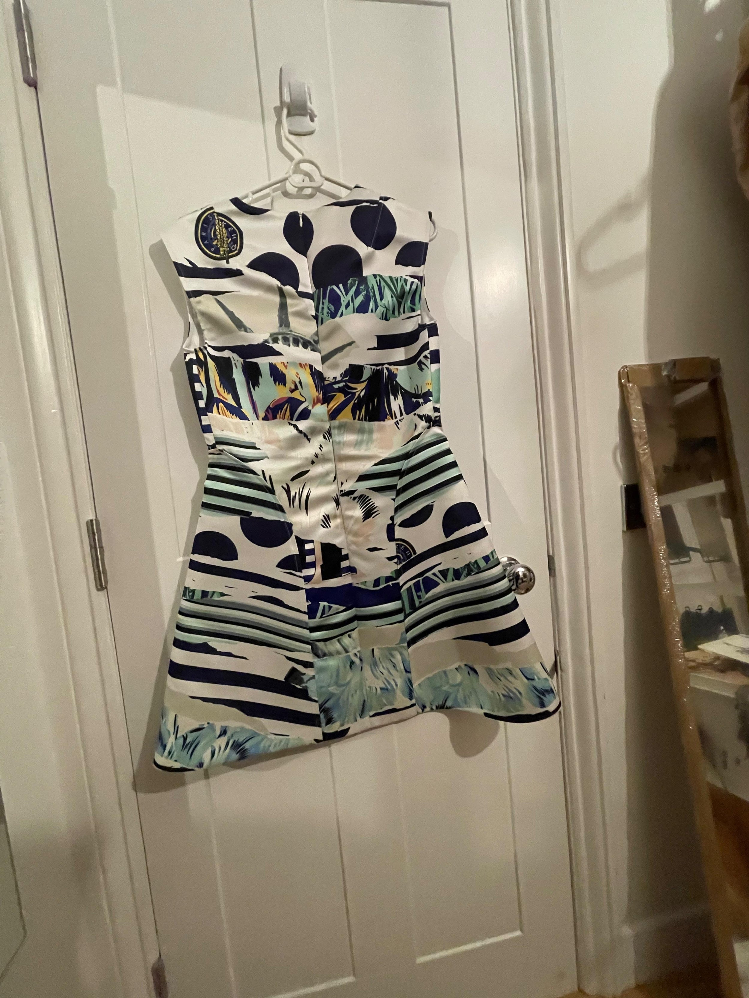 Multicolour Printed Satin Skater Dress