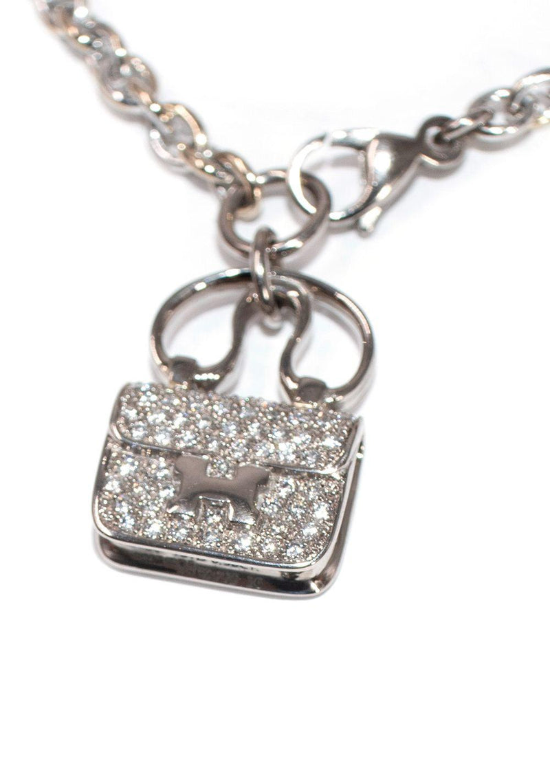 Hermes 18K White Gold Diamond Constance Amulettes Bracelet