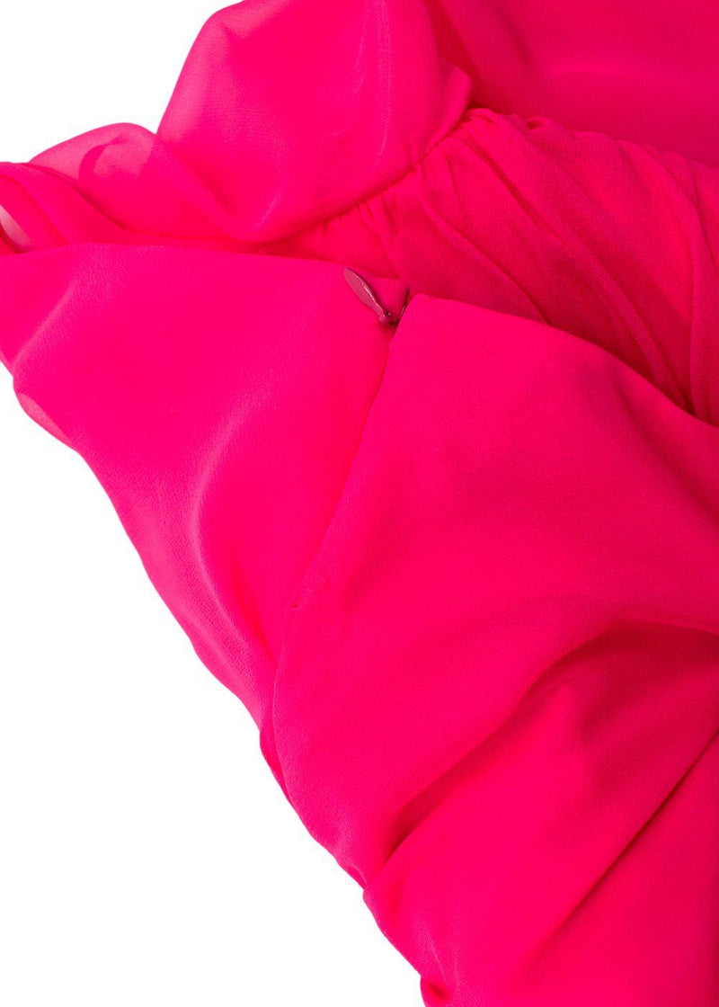 Giambattista Valli Pink Flower Embellishment Bouganville Silk Georgette Dress