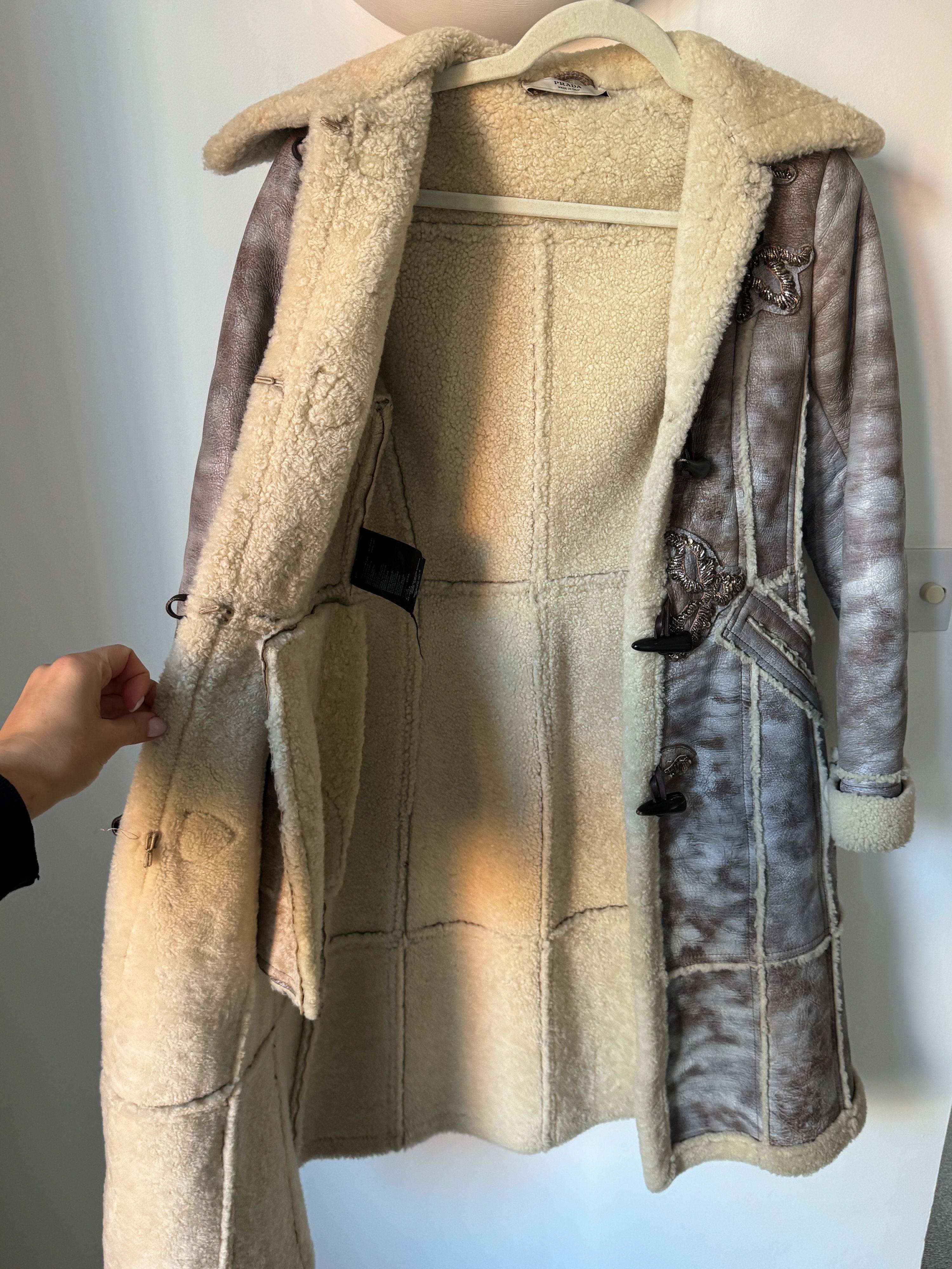 Prada Embellished Shearling Coat