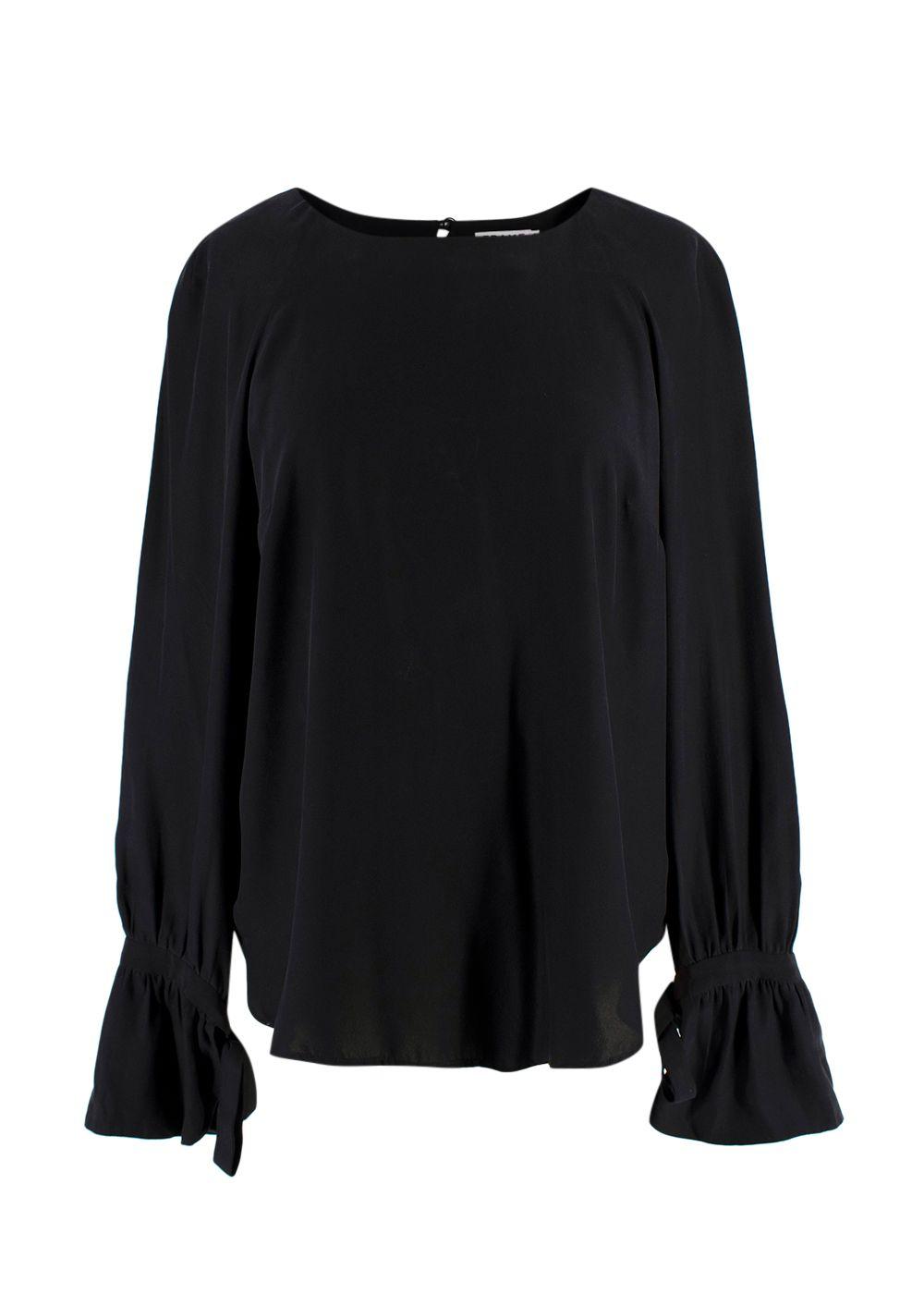 Frame Black Silk Voluminous Cuff Blouse