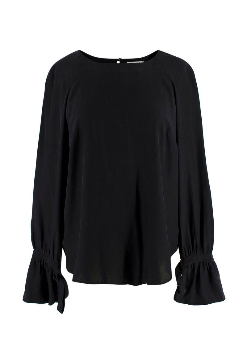 Frame Black Silk Voluminous Cuff Blouse