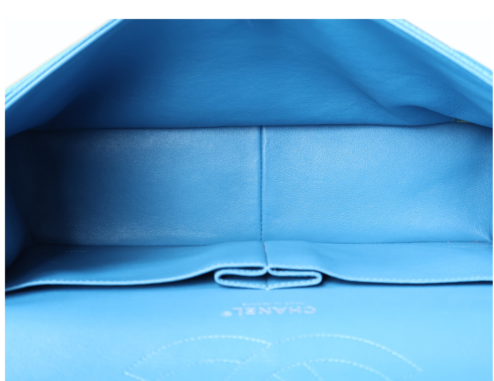 Chanel Bright Blue Double Flap Bag With Silver Hardware