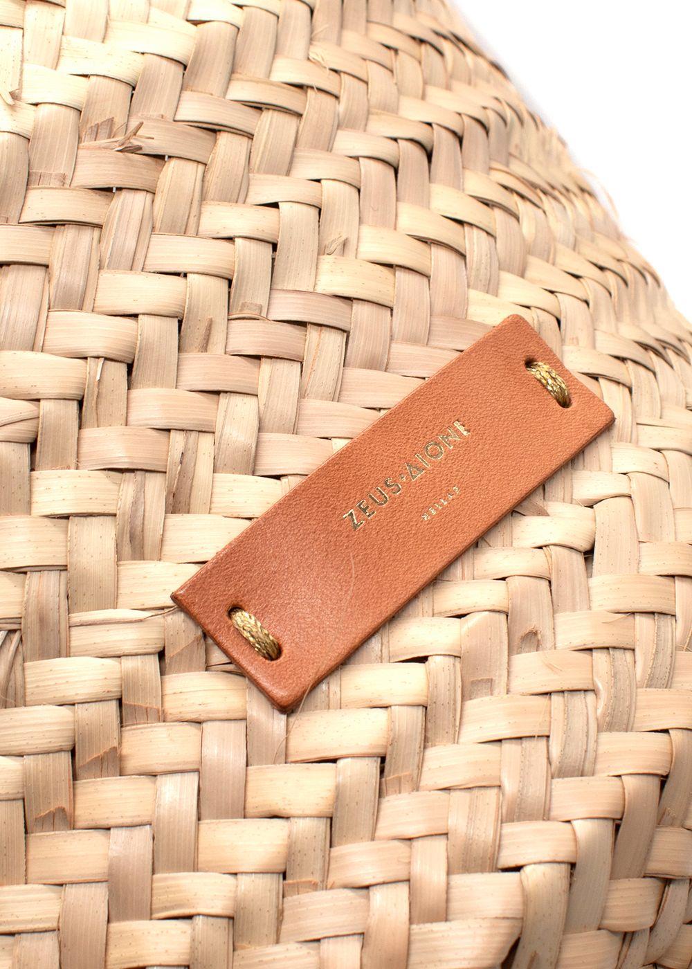Zeus + Dione Beige Scorpio Wicker Basket Bag