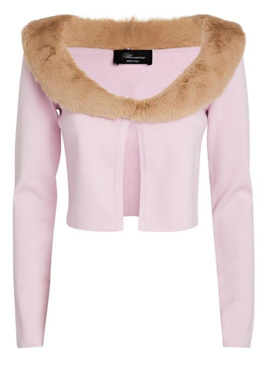 Blumarnie Lilac Detachable Fur Collar Cardigan