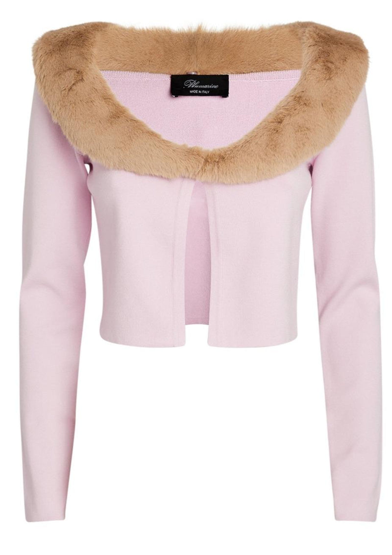 Blumarnie Lilac Detachable Fur Collar Cardigan