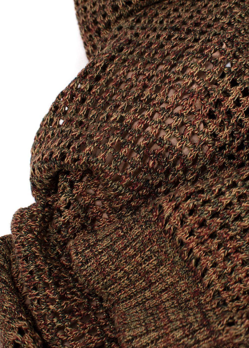 Dior Brown Open Knit Key-hole Neck Jumper