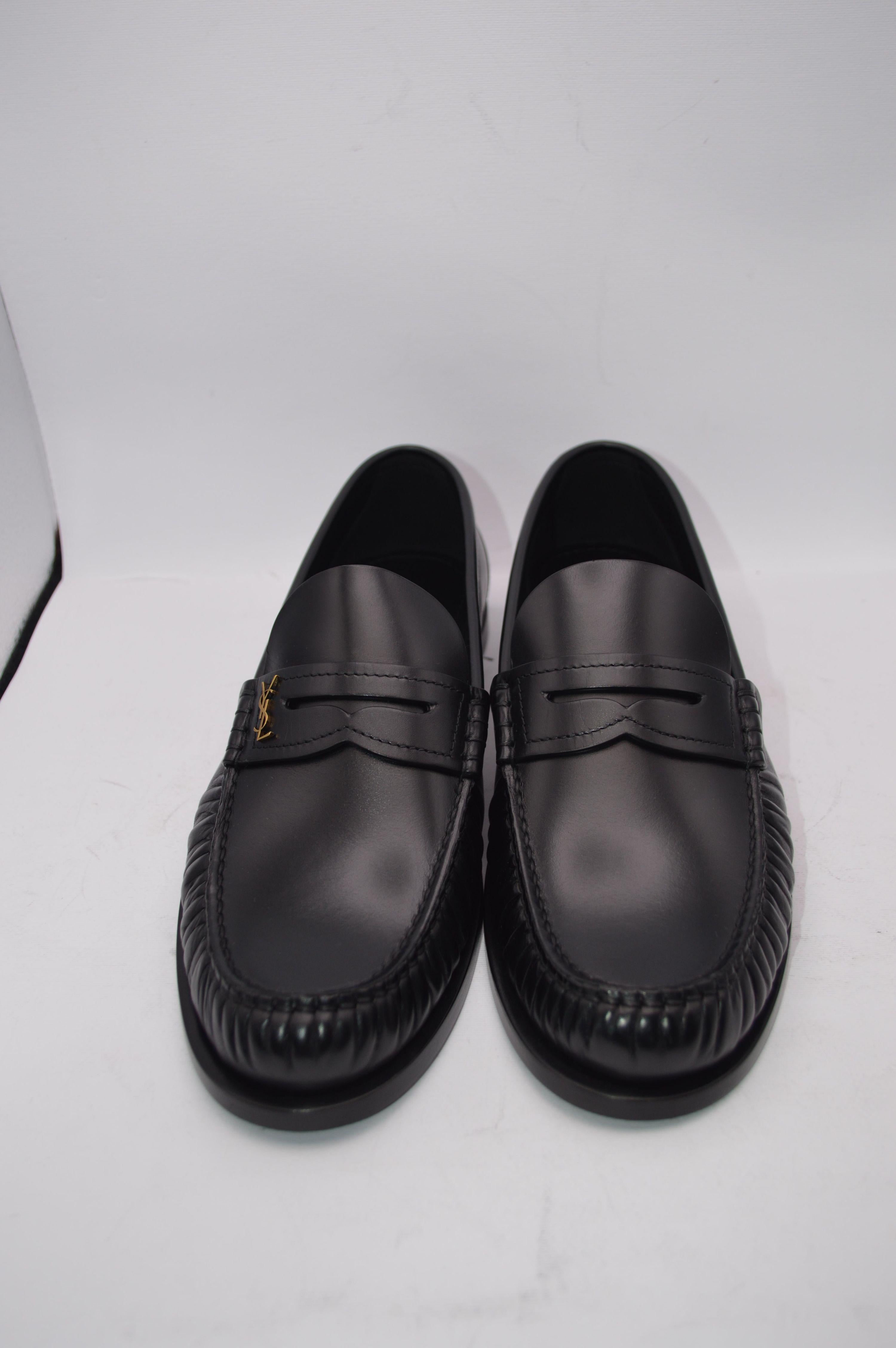 Saint Laurent Black Leather Moccasins