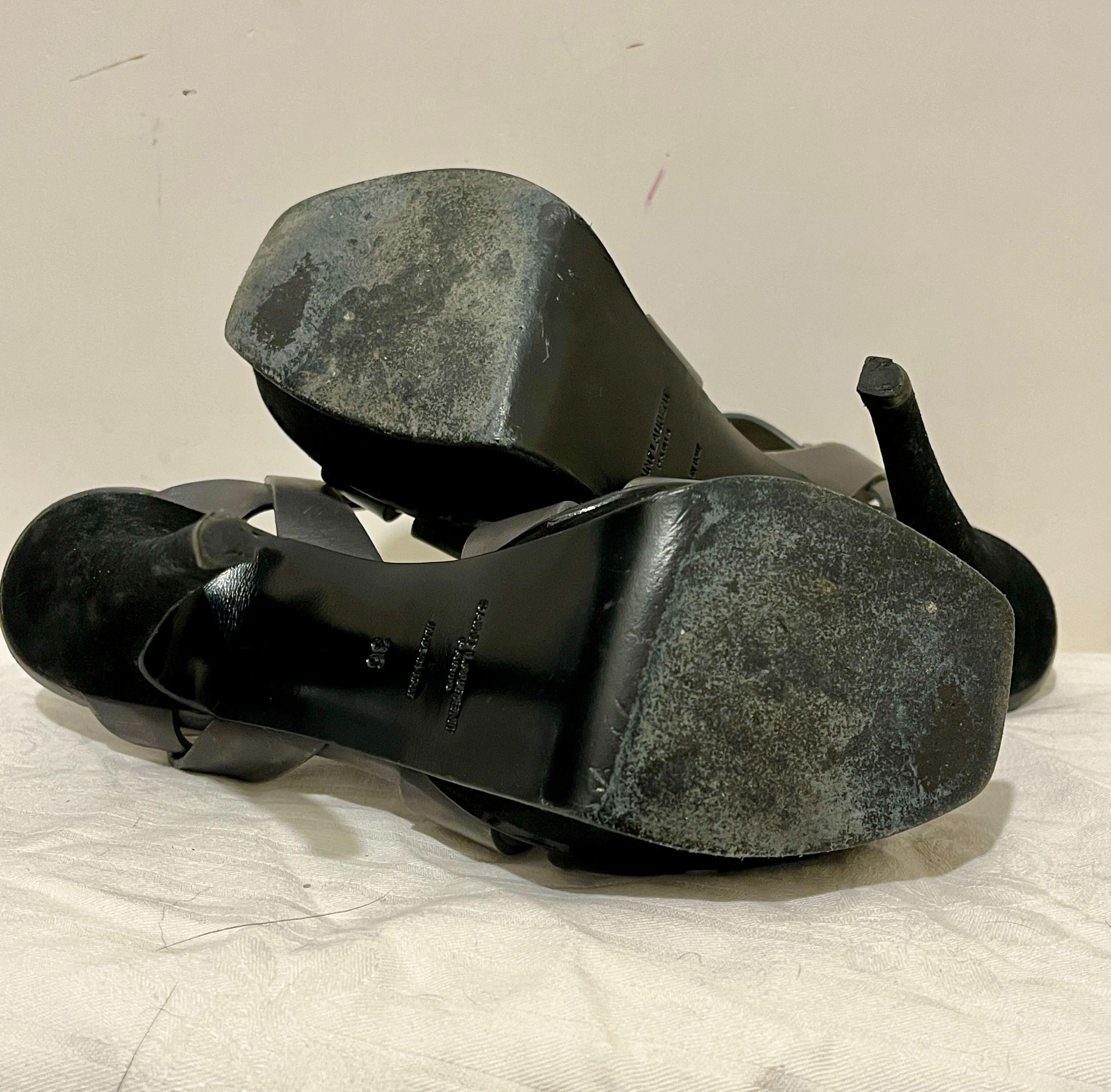 grey leather Tribute platform heeled sandals