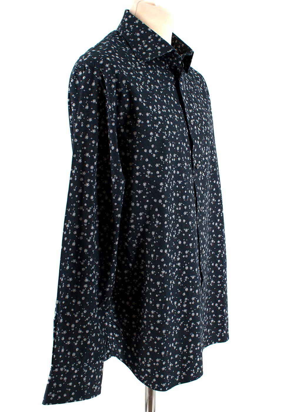 Donato Liguori Navy Abstract Flower Print Shirt
