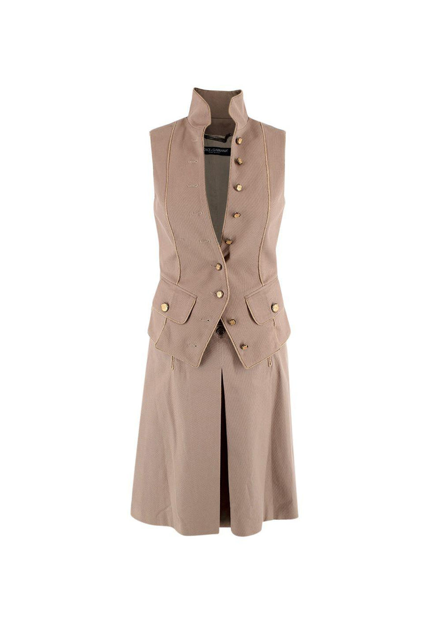 Cotton Corduroy Vintage Skirt & Sleeveless Jacket