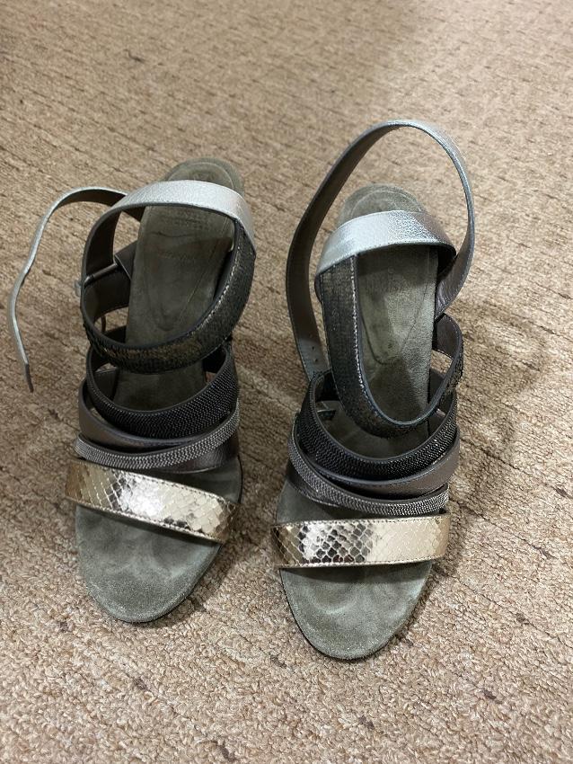 Brunello Cucinelli Strappy Metallic Sandals
