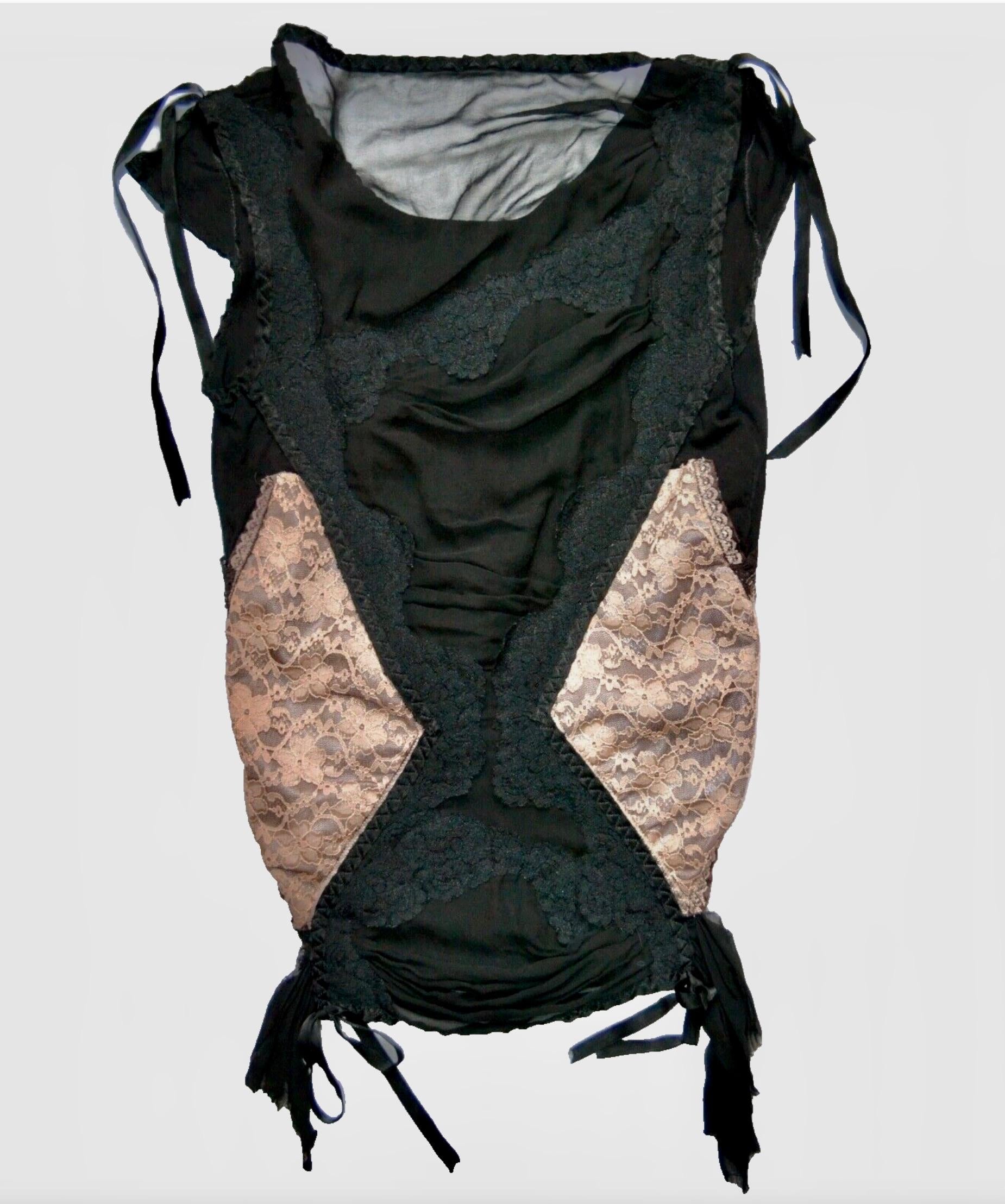 Cigana Lace Panelled Double Diamond Top