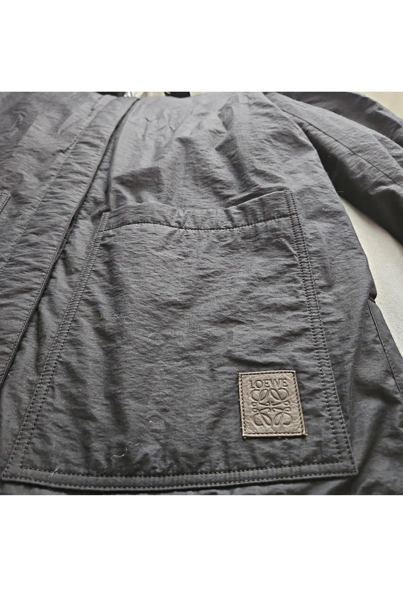 Loewe Black Leather Collared Jacket/Coat