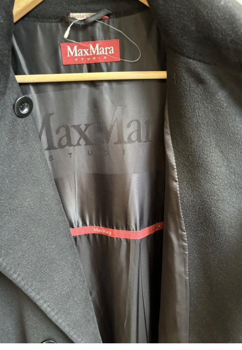 Black Wool Belted Coat