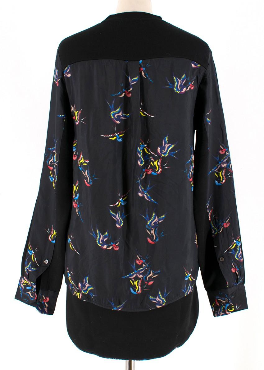 Tim Coppens Black Swallow Print High-Low Jumper