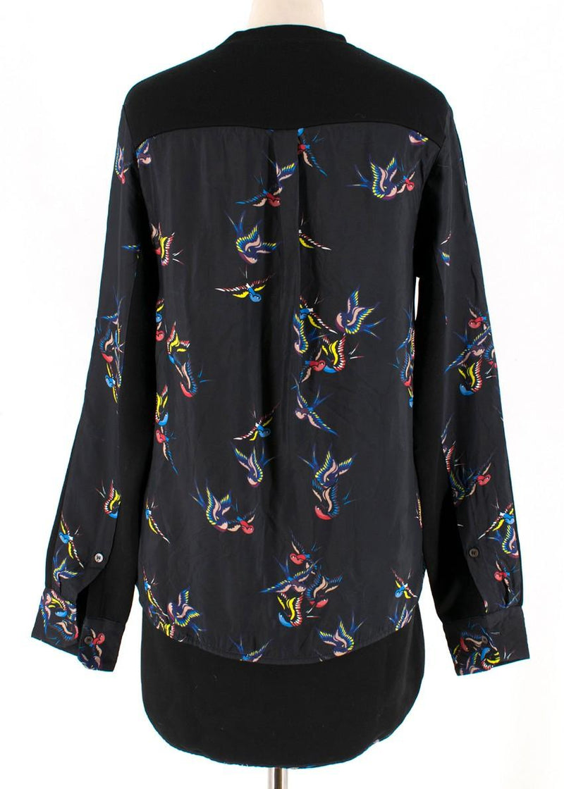 Tim Coppens Black Swallow Print High-Low Jumper