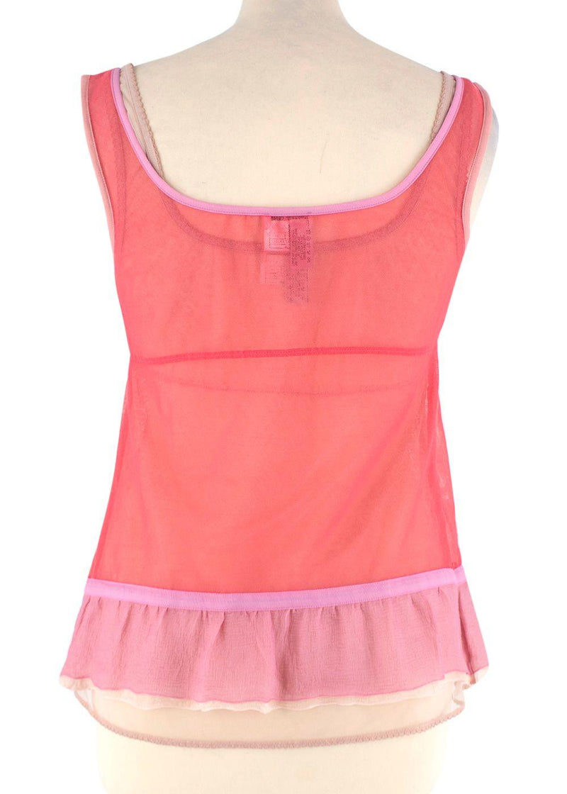 Chanel  Pink and Nude Sheer Net Double Top